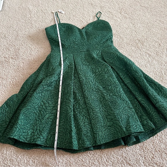 Lulus Loving is Easy Emerald Green Jacquard Pleated Skater Dress - Picture 9 of 9